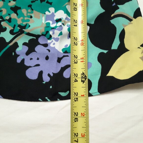 Worthington Top Womens Petite PM Green Floral Short Sleeve Keyhole 36 in Chest - Picture 5 of 13